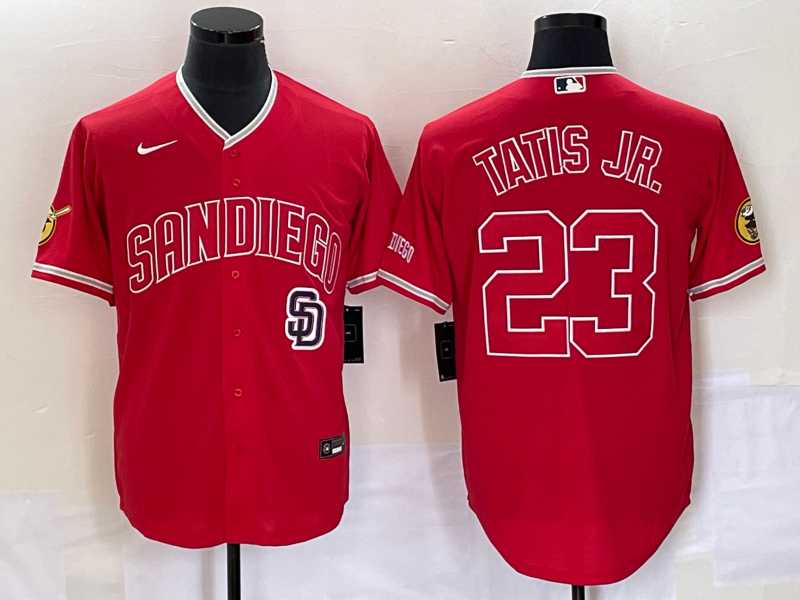 Mens San Diego Padres #23 Fernando Tatis Jr Red NEW 2023 Cool Base Stitched Jersey->san diego padres->MLB Jersey